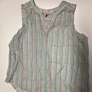 St. John’s Bay Striped Sleeveless V-Neck Top | Plus Size XXL
